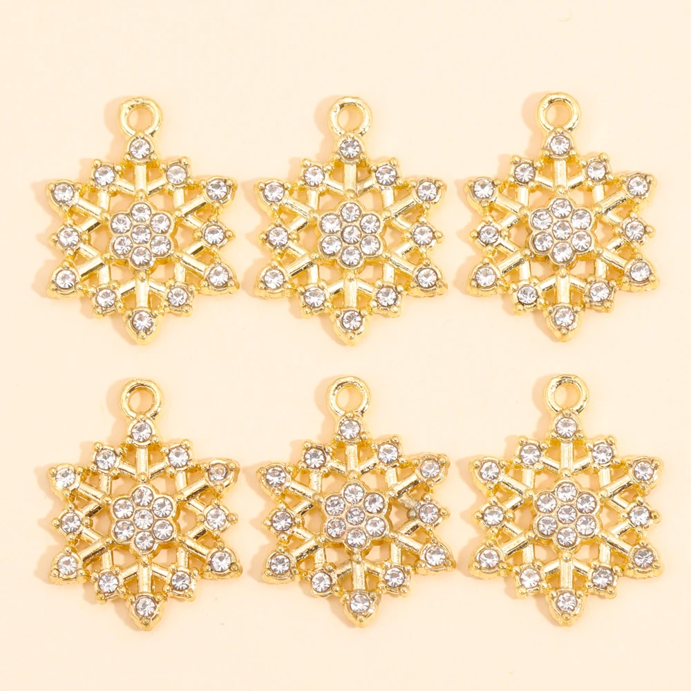 10 Stück Mix Weihnachts-Charms, 12 Stile, glänzender Zirkon, Schneeflocke, Weihnachtsbaum, Süßigkeiten-Anhänger, Ohrringe, Halskette für DIY-Schmuckherstellung – Detail 8