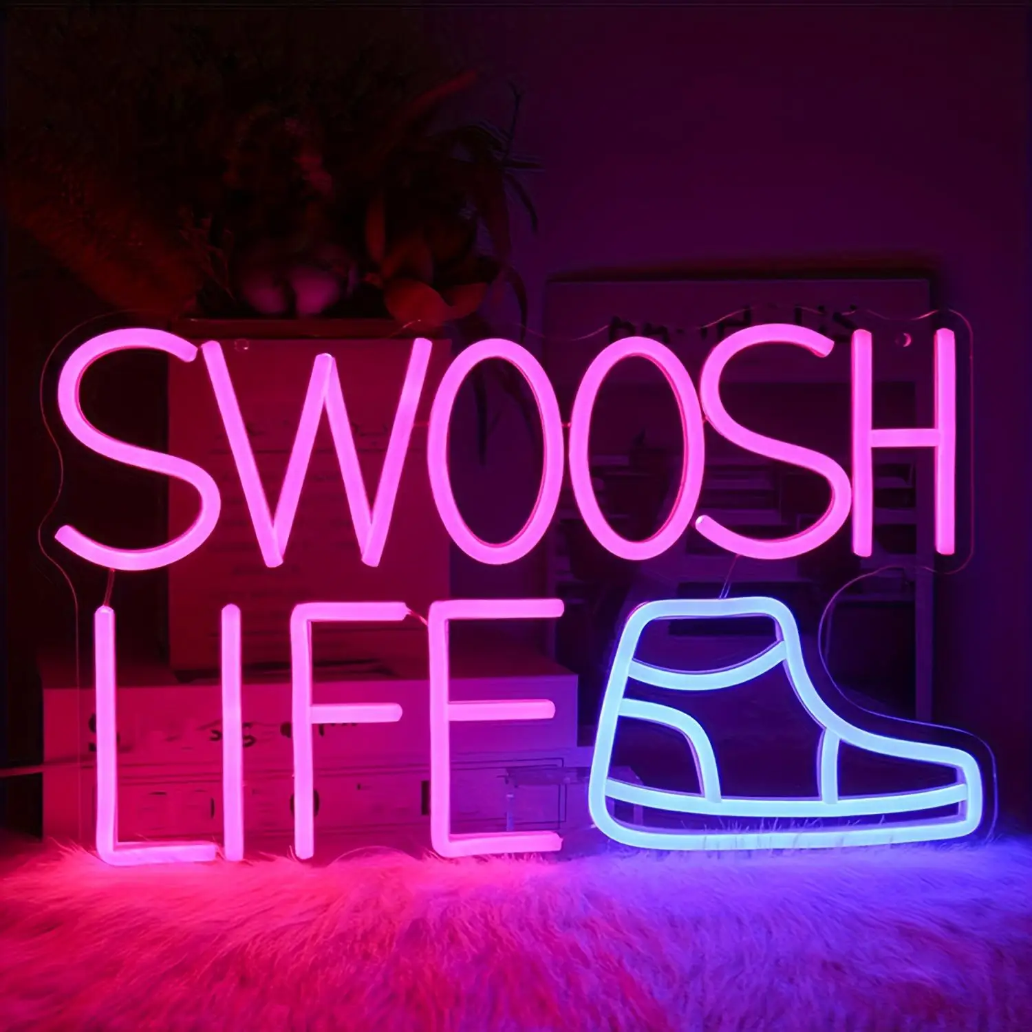 Swoosh Lift Neon Signs Sneaker USB Dimmable LED Neon Lights for Shoe Store Bedroom Boys Room Man Cave Wall Decor Birthday Gift