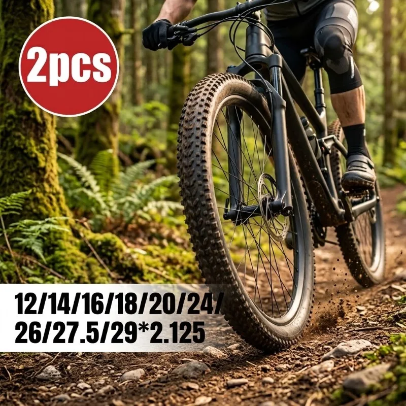 2 Pcs Bicycle Tyres 12 14 16 18 20 24 26 27.5 29x2.125 Mountain Bike Tires MTB BMX Off Road Cycling Outer Replacement Parts Pair