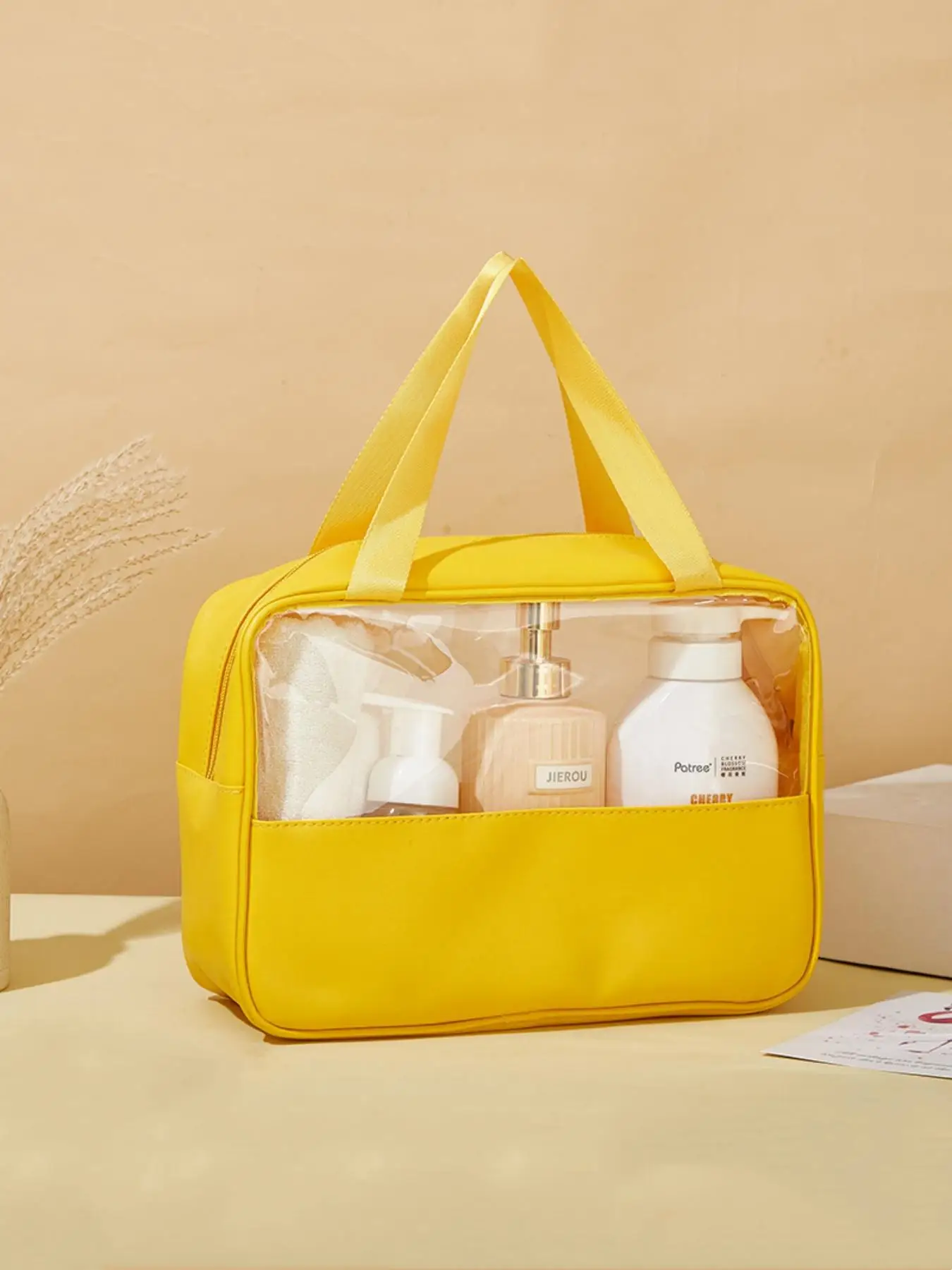 1/3-Piece Set of Waterproof Pu Leather Transparent Women's Cosmetic Bag, Large-Capacity Portable Toiletry Bag for Travel, Outdoor Vacations, Business Trips, Portable Waterproof Toiletry Bag with Stitched Cosmetic Storage Bag, Suitable for Daily Storage and Organization of Makeup Products and Toiletries