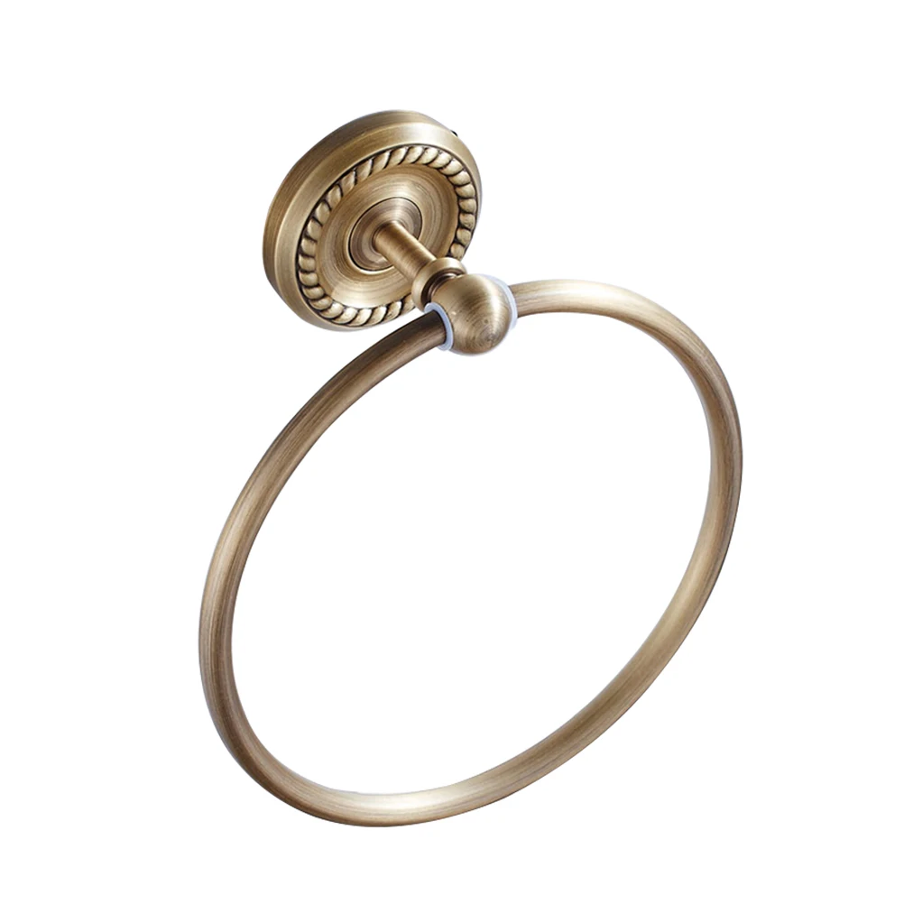 

Vintage Towel Round Holder Brushed Rack Hanging Bathroom Round Towel Ring Decor Brass Durable Fits Hotel School