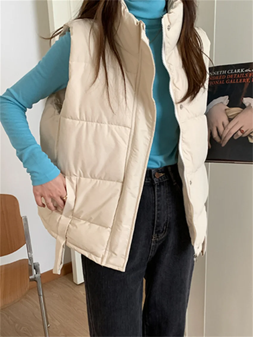 Arazooyi 2022 Cotton Coats Vest Women Sleeveless Fashion Warm Winter Chic All Match Normcore Office Lady Streetwear Parkas