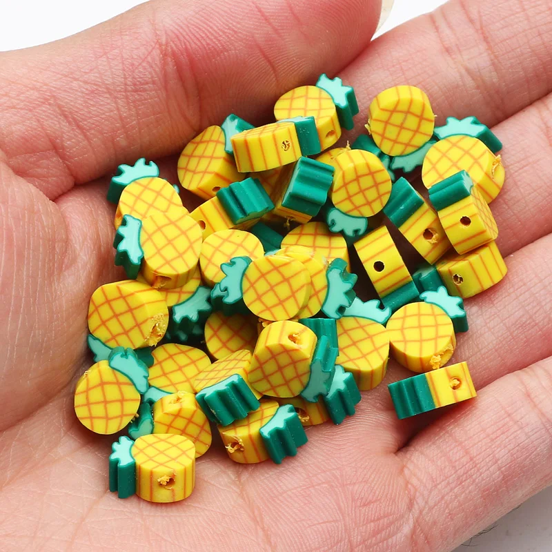 BaoQian 20/50pcs Yellow Pineapple Beads Polymer Clay Beads Handmade Spacer Beads For Jewelry Making Diy Bracelet Accessories