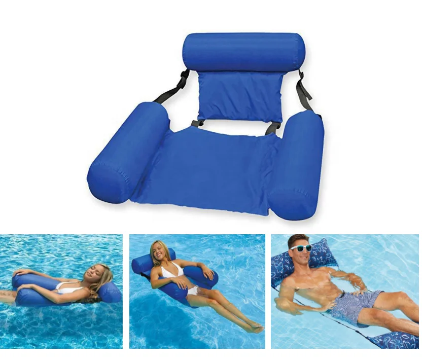PVC Summer Inflatable Foldable Floating Row Swimming Pool Water Hammock Air Mattresses Bed Beach Water Sports Lounger Chair