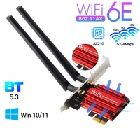 Adaptador WiFi 6E 5400Mbps PCIe Wifi AX210 tarjeta de red inalámbrica AXE3000 BT5.3 2,4/5/6GHz 5374Mbps MU-MIMO 802.11ax para Win 10/11