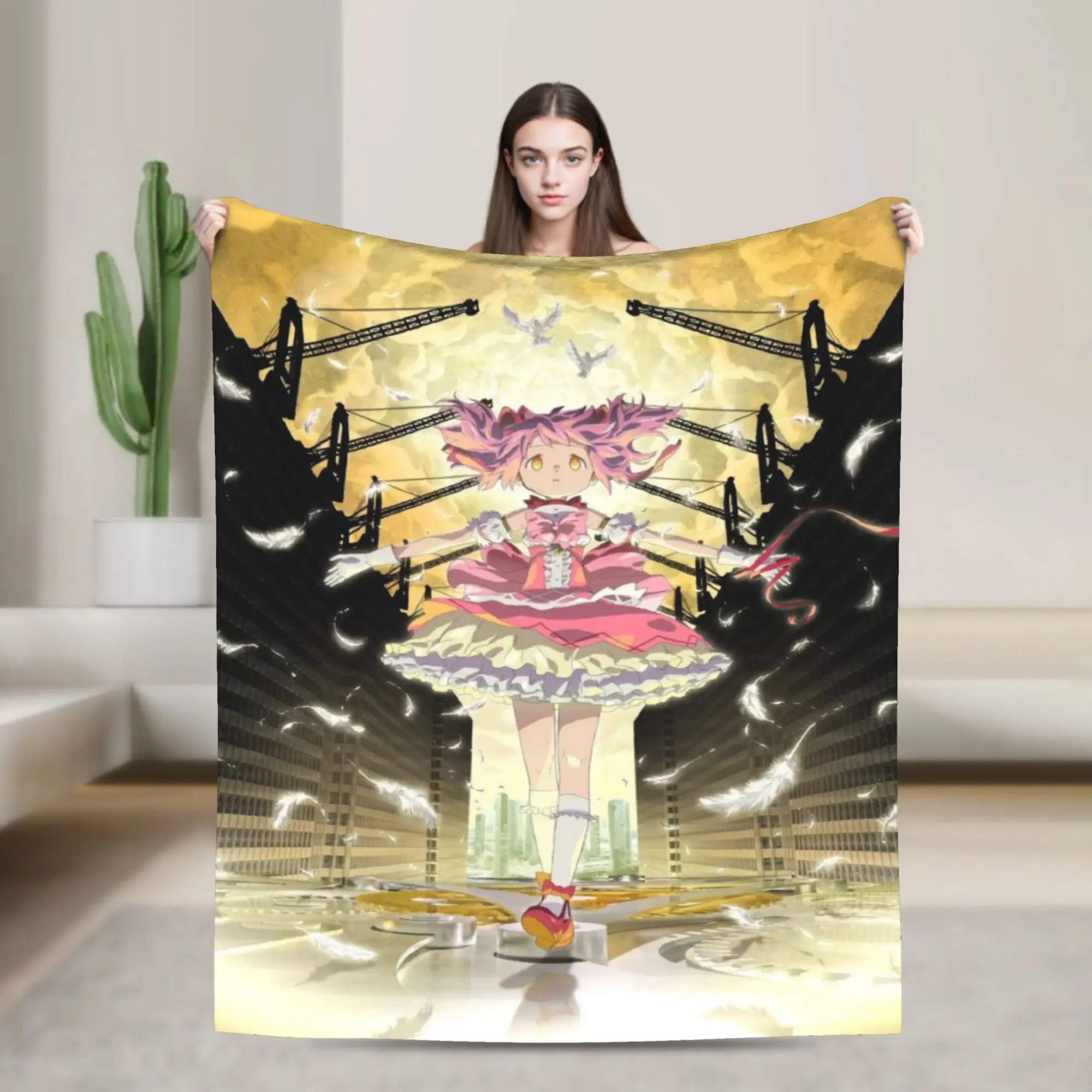 Stylish Puella Magi Madoka Magica Anime Blanket Lightweight Thin Fleece  Cozy Throw Blanket Machine Washable