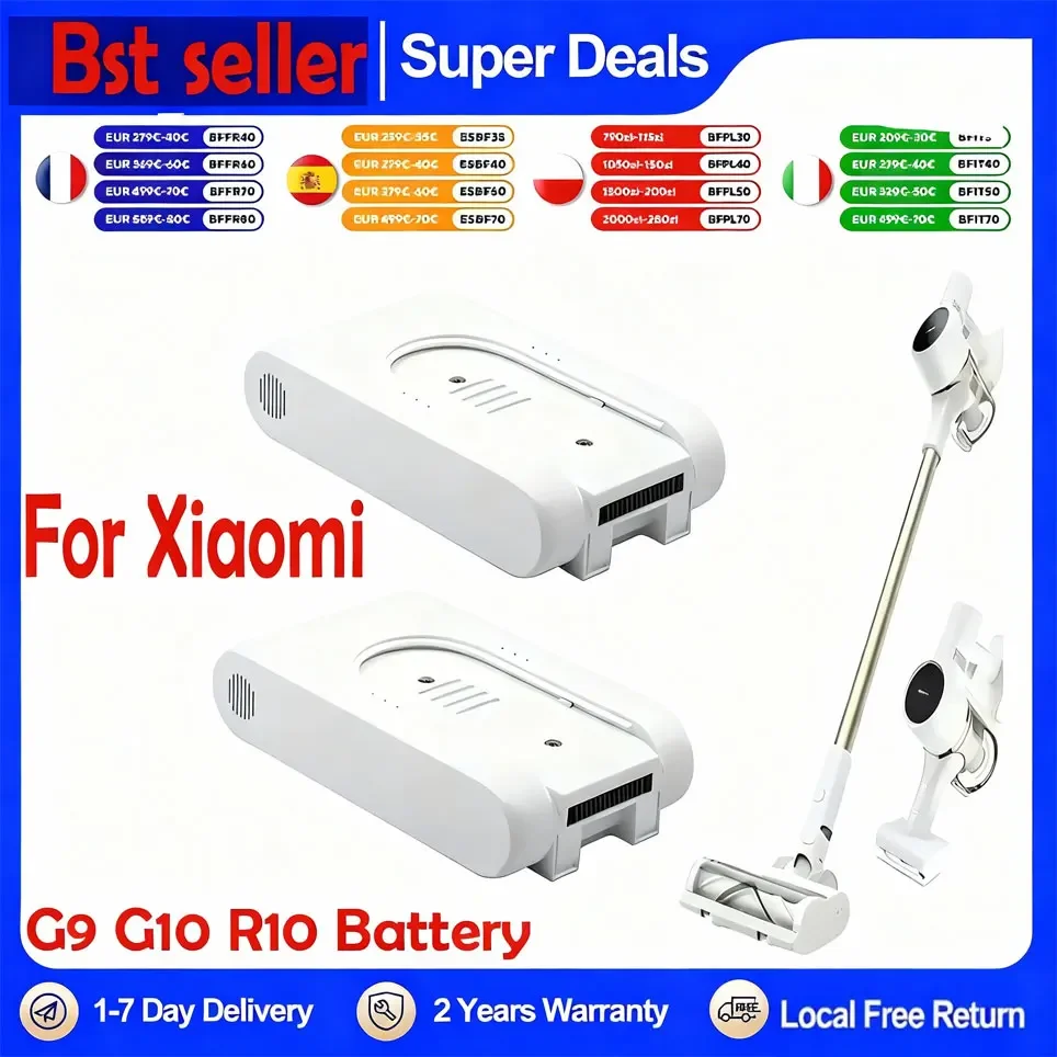 Batterie lithium-ion rechargeable d'origine 25,2 V 3000 mAh pour aspirateur sans fil Xiaomi Mijia Dreame G9 G10 18650