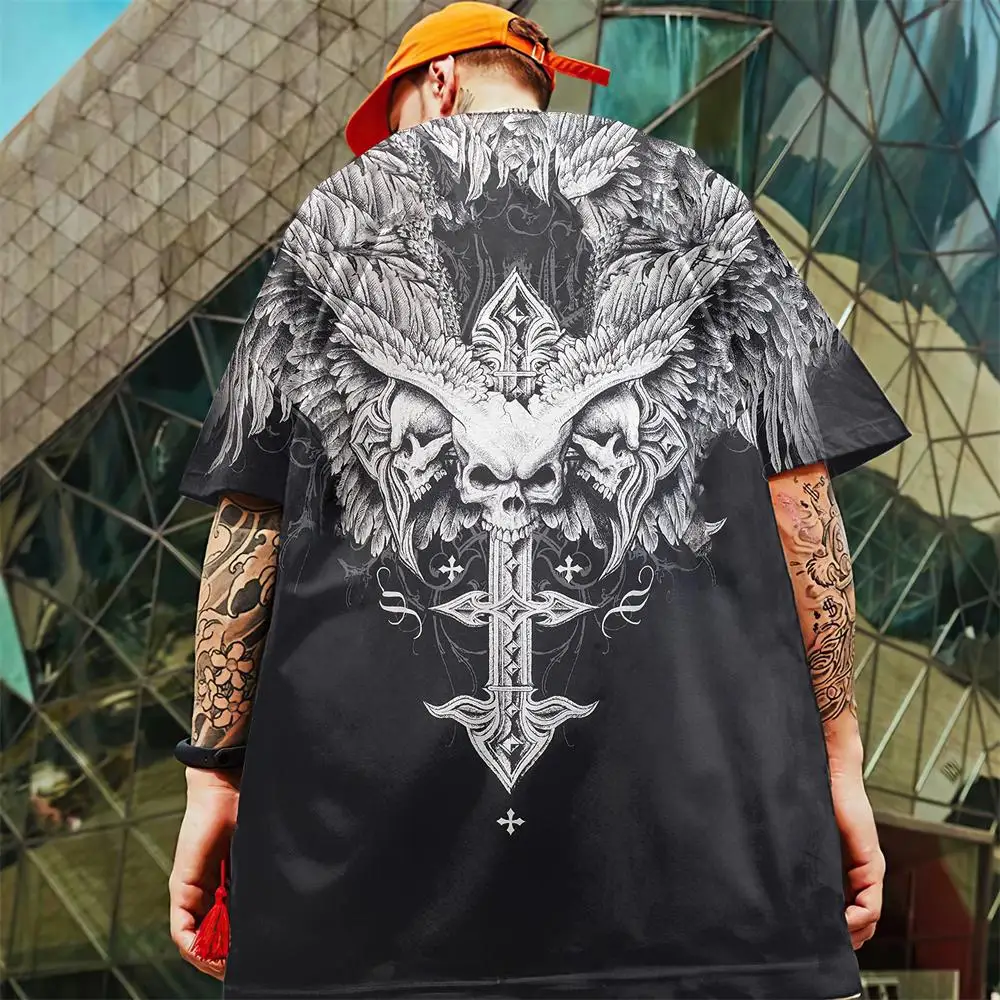 Mens T-Shirt Archaic By Affliction Colisson 3d Graphic Print T Shirt Short Sleeve Tees Outdoor Streetwear Oversized Clothing Top