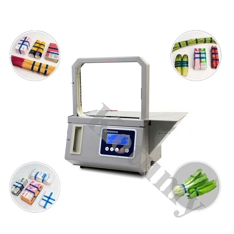 Small Automatic OPP Strapping Machine, Vegetable Baler,  Supermarket Baler, Vegetable Food Packing Binding, Hot Melt Strapper