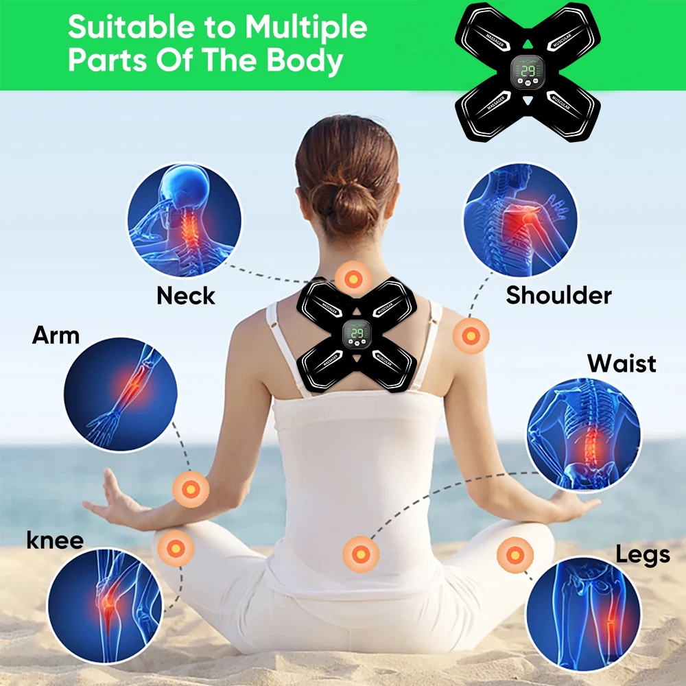 EMS Electric Neck Massager Low Frequency Pulse Cervical Massage Patch Full Body Muscle Stimulator Pads Pain Relief Relaxation