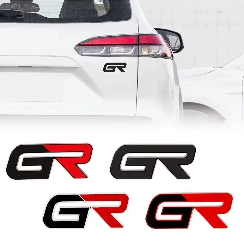 

3D Metal GR Letters Logo Front Grill Emblem Badge Rear Trunk Sticker Decals For Toyota Fortuner CHR RAV4 Yaris Prado Prius Camry
