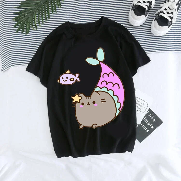 Women Pusheen Cat Harajuku Cartoon T-shirt Kwaii Cat Tshirt Fashion I Am Busy T Shirt Kawaii Graphic Funny Tops Tees Female 90s