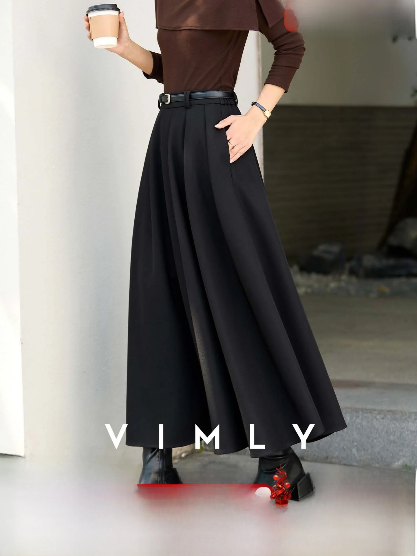 

Женская юбка-миди А-силуэта Busin, осенняя новинка, приталенная, с вставками, повседневная, из полиэстера, со средней талией, на молнии