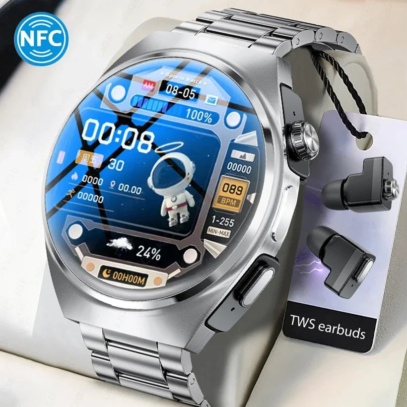 

New TWS 2-in-1 GT Smart Watch with Headphones Sport Fitness Music Bluetooth Call Men Health Monitor NFC Women Smartwatch Earbuds
