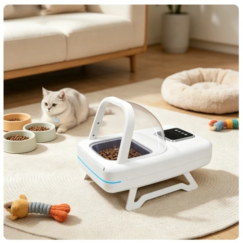 Automatic Chip Sensor Pet Feeder, Timed Quantitative Food Dispenser, Dry Wet Food Compatible for Cats Dogs,  Anti‑snack Feeding