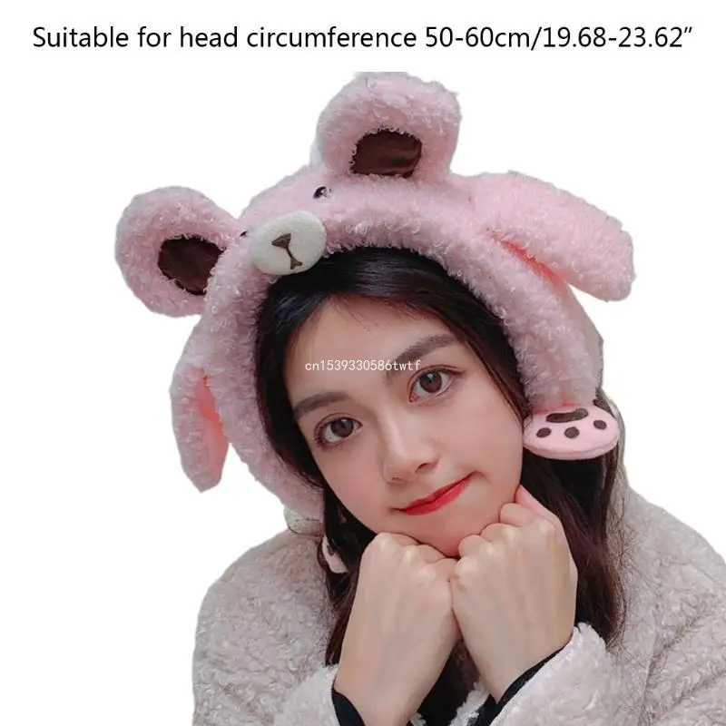 Animal Hat With Moving Ears Winter Windproof Girls Ear Warmer Plush Knitted Ear Muffs for Creative Moving Ear Dropship