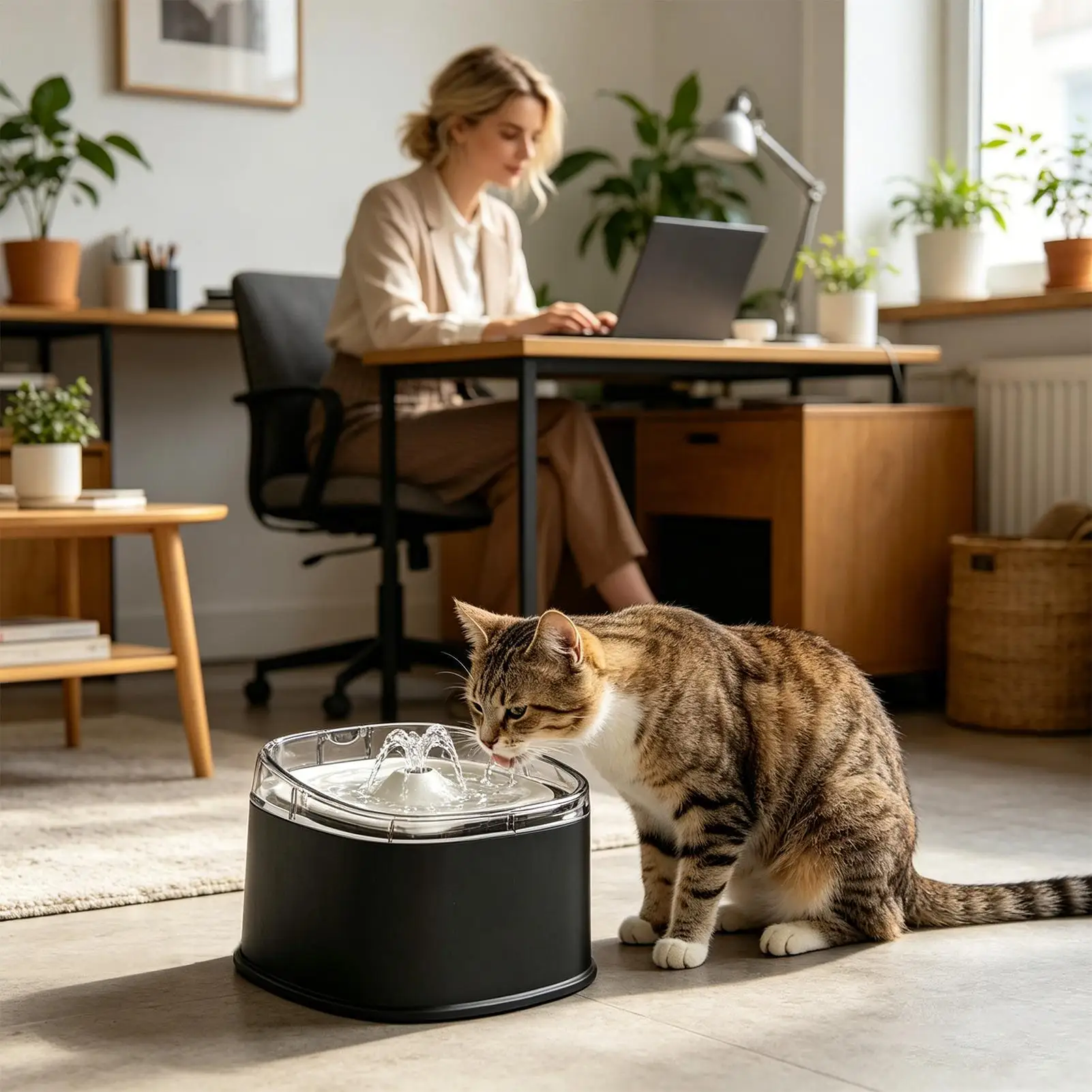 

Water Fountains For Cats Indoor 2.2L Easy Quiet Automatic Feeder With Pad Cat Water Feeder For Home House Indoor Outdoor Yard