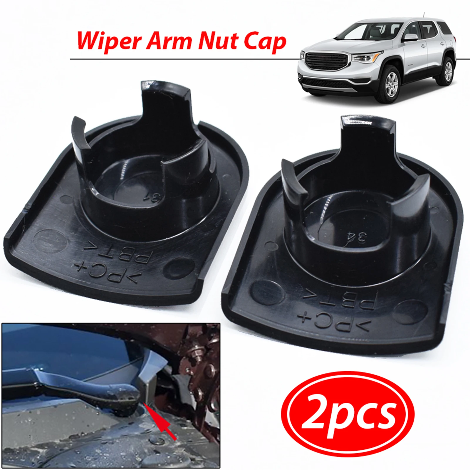 2x tapa de tuerca de brazo de limpiaparabrisas cubre parabrisas para Chevrolet Camaro Corvette Impala Limited Equinox Malibu Traverse GMC Acadia Terrain