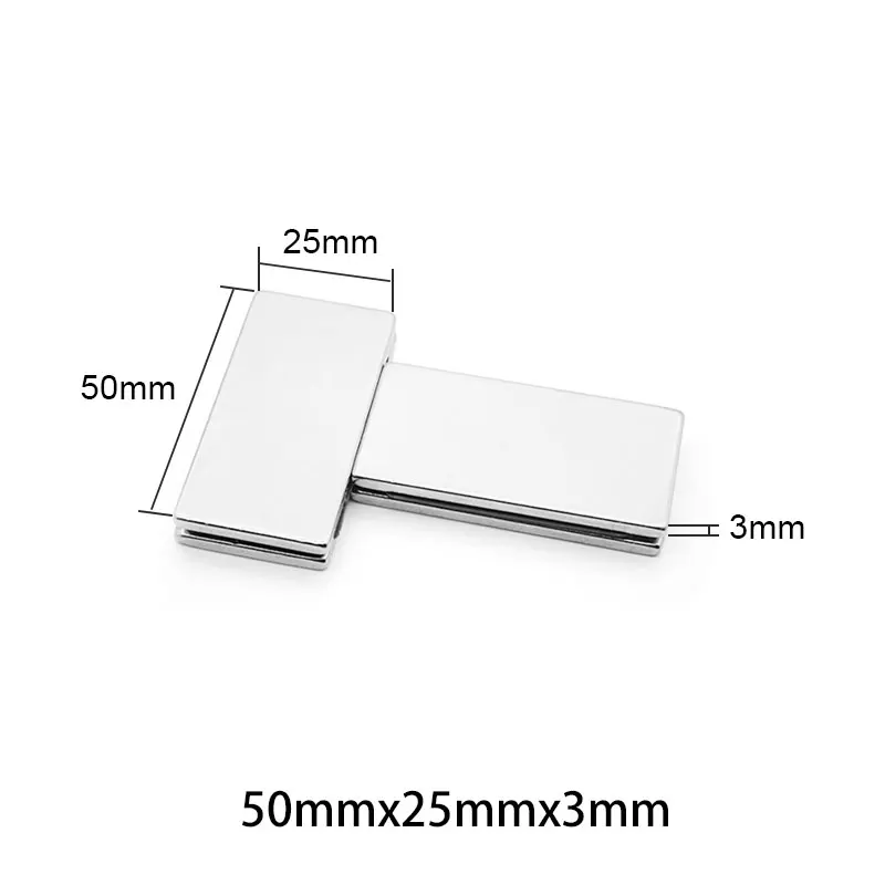 1~15PCS 50x25x3mm Neodymium Magnet 50mm x 25mm x 3mm N35 NdFeB Block Super Powerful Strong Permanent Magnetic Imanes