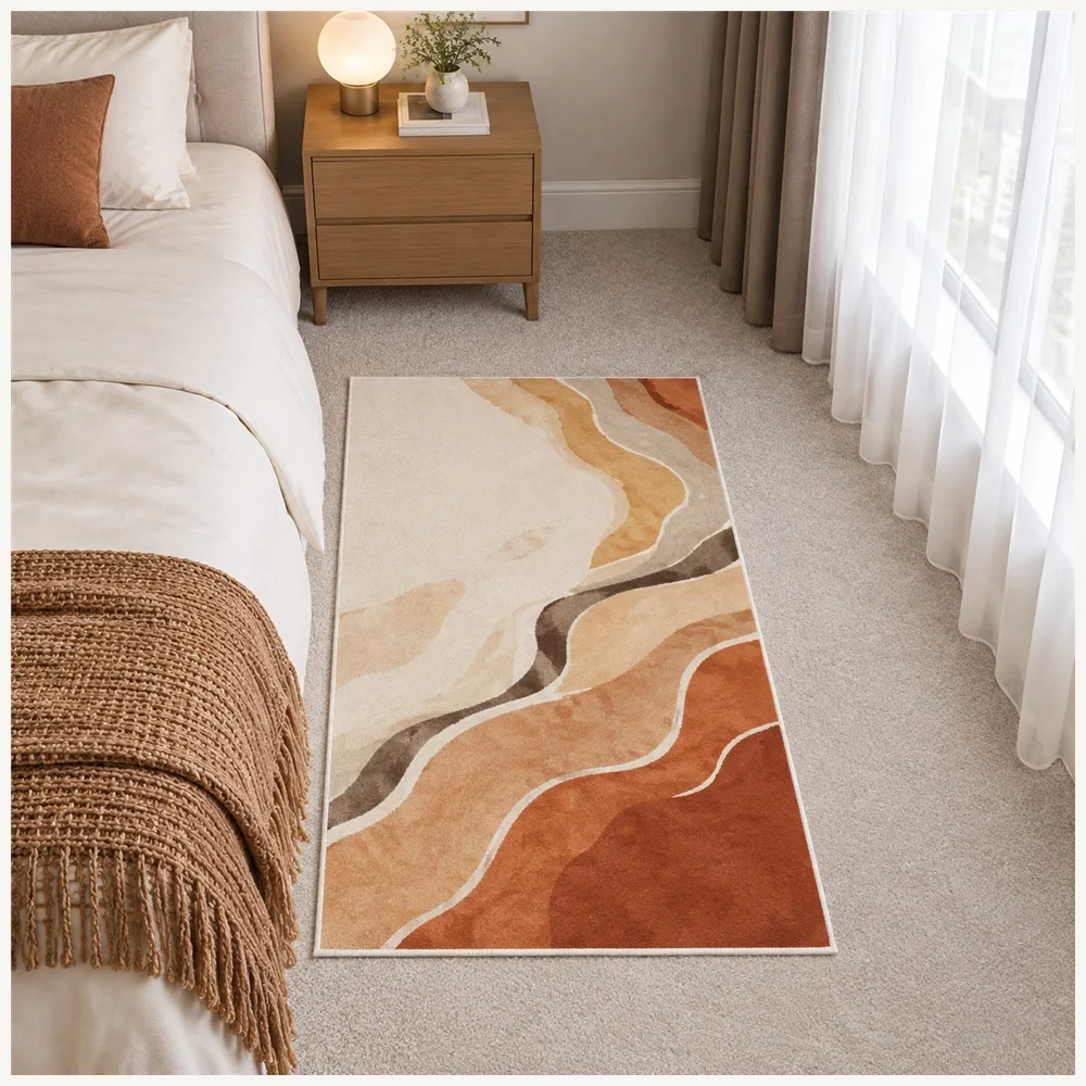 VIKAMA Abstract Aerial Terrain Door Mat, Soft Non Slip Flannel Rug, Modern Minimalist Floor Mat for Kitchen, Utility Room