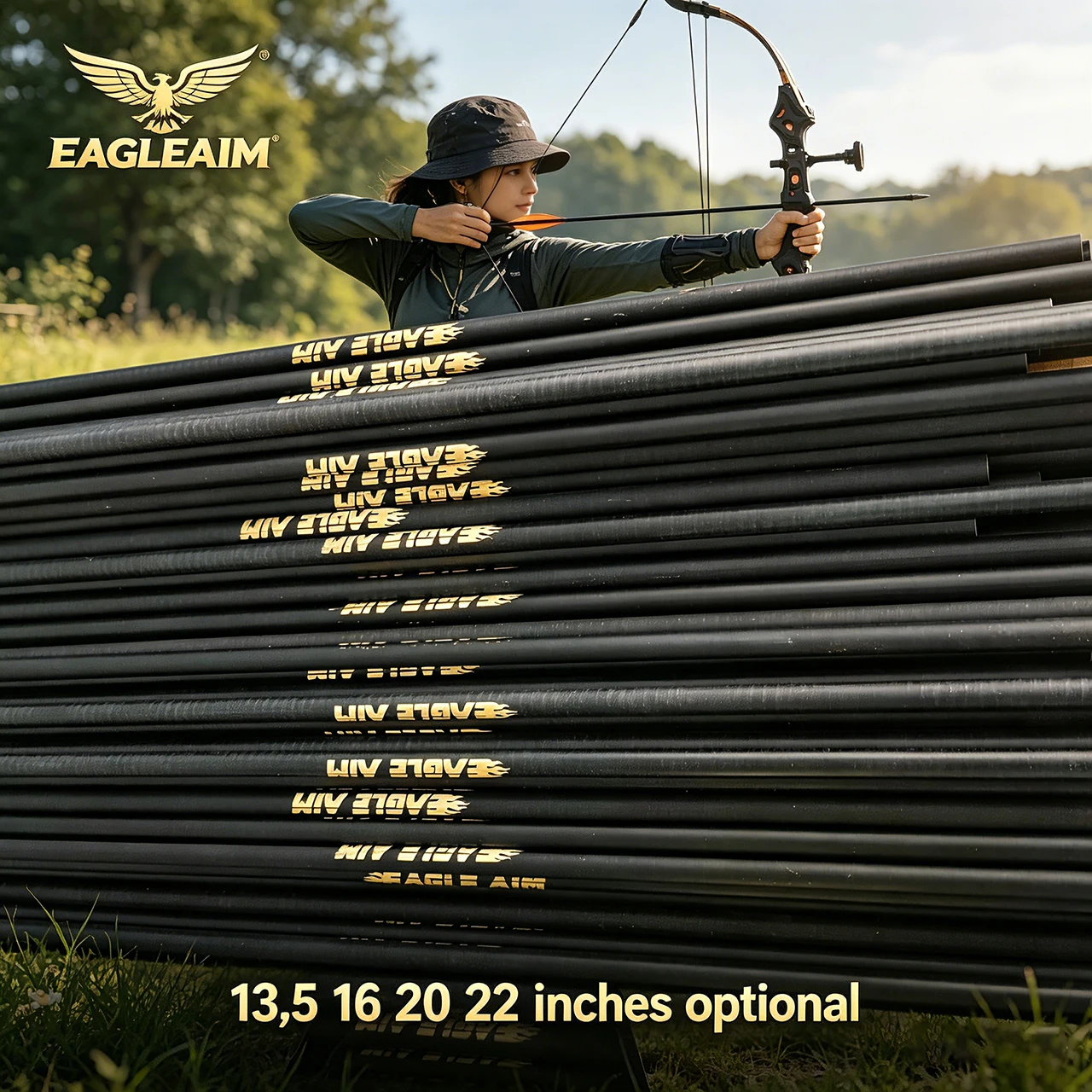 Gold Mark Eagleaim 10PCS 13.5 16 20 22 Carbon Arrow Shaft Arrow Tube Spine 400 For DIY Crossbow Bolt Shafts Archery Accessories