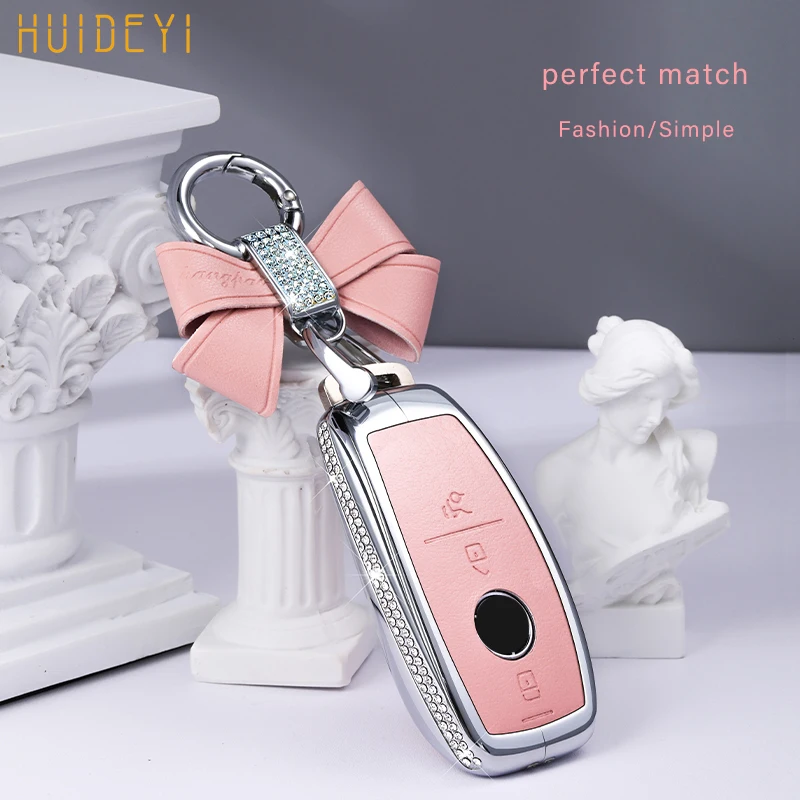 

Diamond Leather Car Key Bag Case Cover Key Holder For Mercedes Benz W207 A C E S G GLS Class W177 W205 W213 W222 G63 X167 AMG