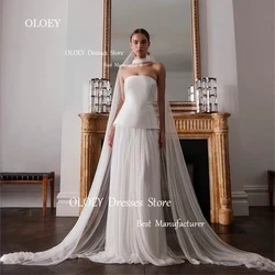 OLOEY Modern Strapless Wedding Dresses Photoshoot Soft Tulle Bridal Gowns Sleeveless Floor Length Formal Party Dress Customized