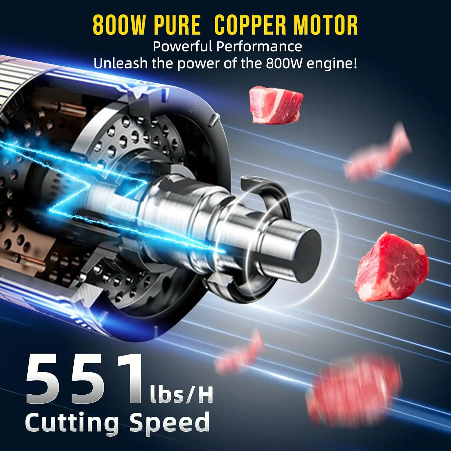 التجارية 800 واط التلقائي قطاعة اللحوم 551LB/H 90 مللي متر شفرة 3 مللي متر سمك انفصال شفرة منخفضة الضوضاء الفولاذ المقاوم للصدأ لمطعم