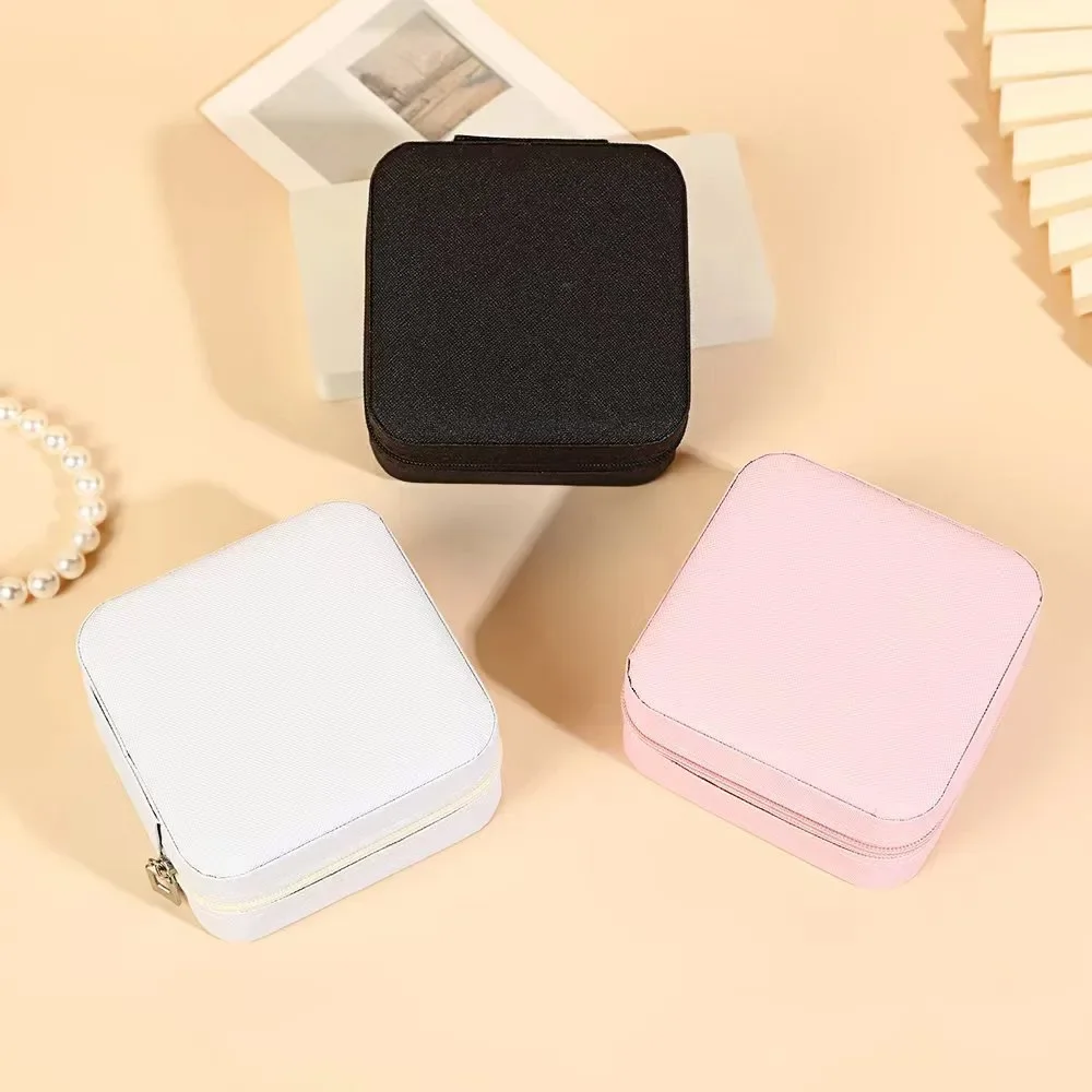 Mini jewelry storage box portable family travel earrings necklace storage box female ring organizer PU leather display box