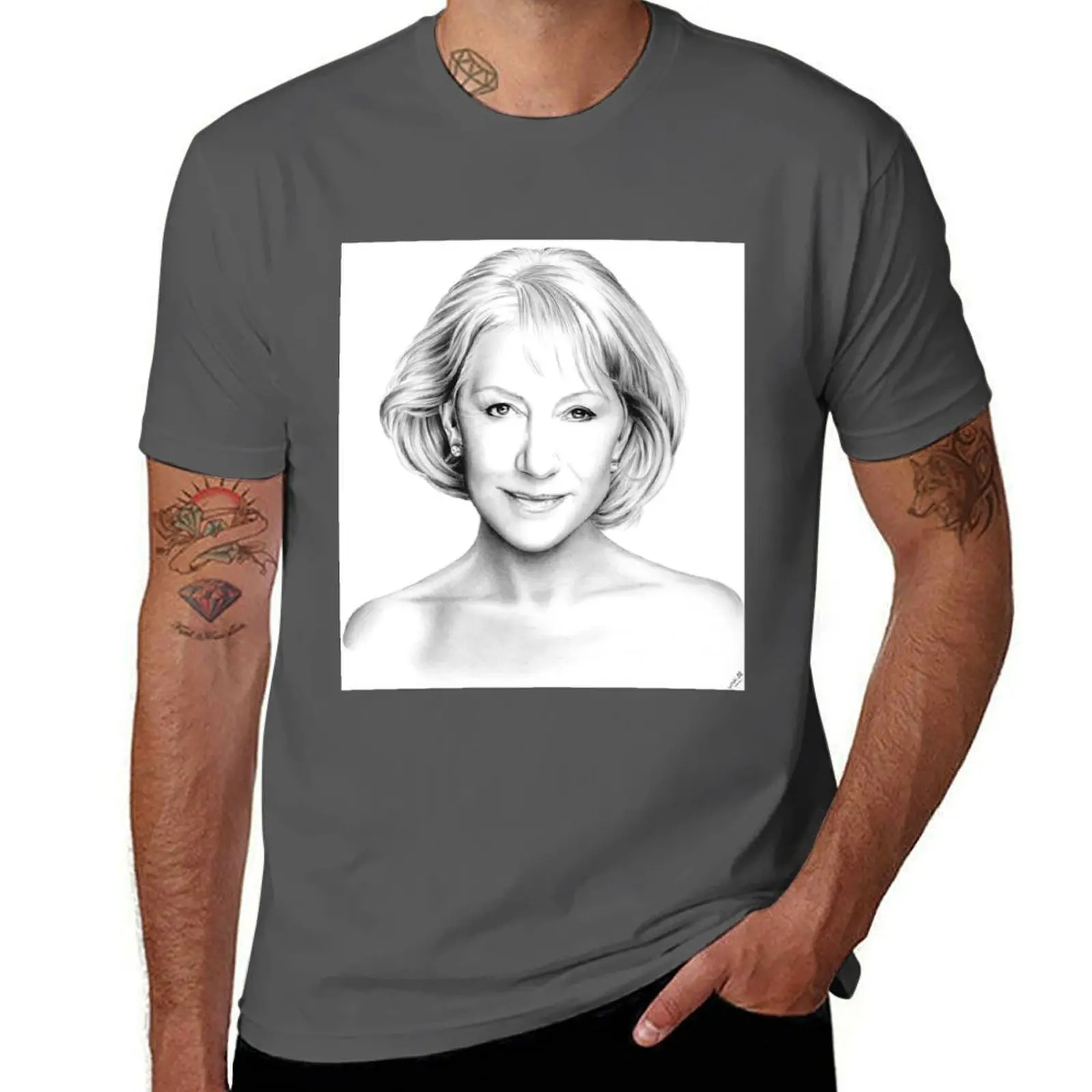 

Helen Mirren pencil portrait T-Shirt g man t shirts for men t shirt man cotton T-Shirt