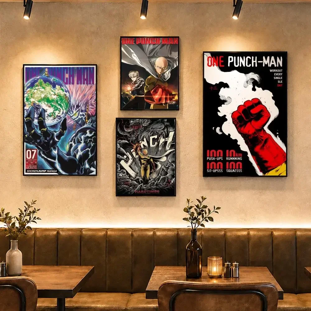 Durable Anime O-One-Punch ManS Poster Vintage Retro Anime Poster Stickers Peel and Stick Wall Art Home Decor - view 2