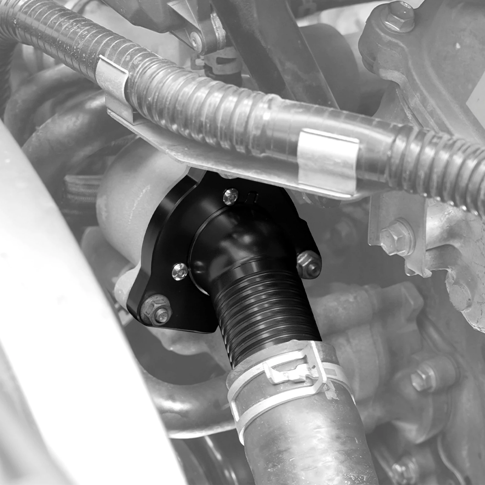 مدخل مياه ألومنيوم من BEVINSEE مع ترموستات لسيارة Toyota Tacoma/FJ Cruiser/4Runner/Tundra، بديل لـ 16031-0P010