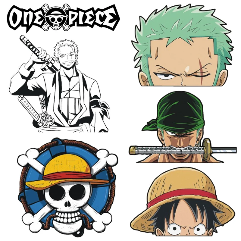 One Piece Luffy Roronoa Zoro Sticker Reflective Car Decal Cartoon Anime Car Body Masking Scratches Sticker Cute Auto Accessories