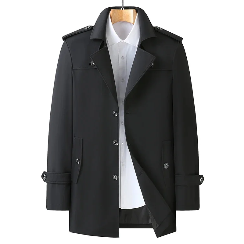 

Size Plus Men's Trench Coat 2024 Autumn New Long Windbreaker Jacket Fashion Black Blue Business Casual Coats Clothes 6XL 7XL 8XL