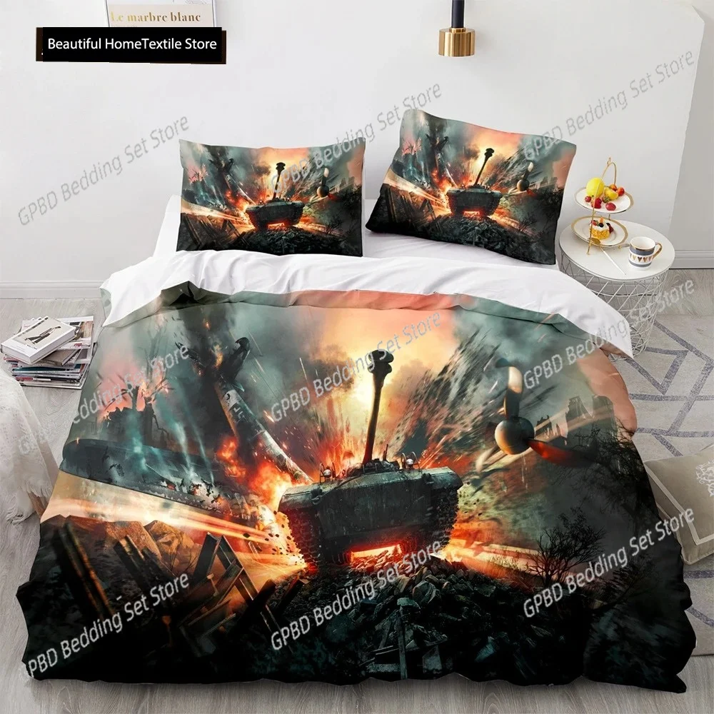 

Armored Tank Duvet Cover Fighter Bedding Sets For Bedroom Decor Boys Teens Military Queen King Full Size Polyester Quilt Cover