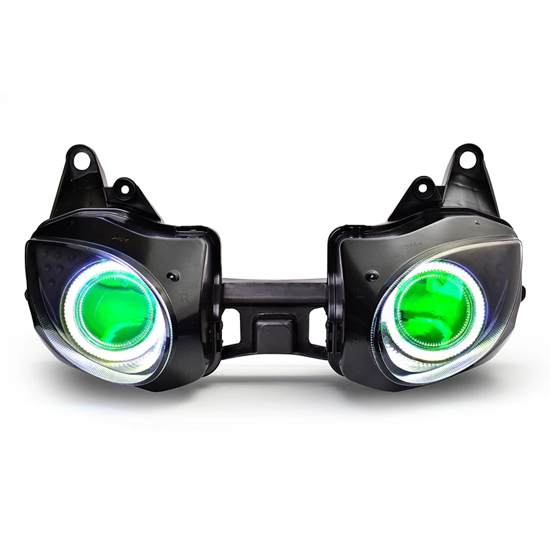 Fit for Kawasaki Ninja ZX6R 2007-2008 LED Angel Eye Headlight Assembly Motorcycle  LED Headlight