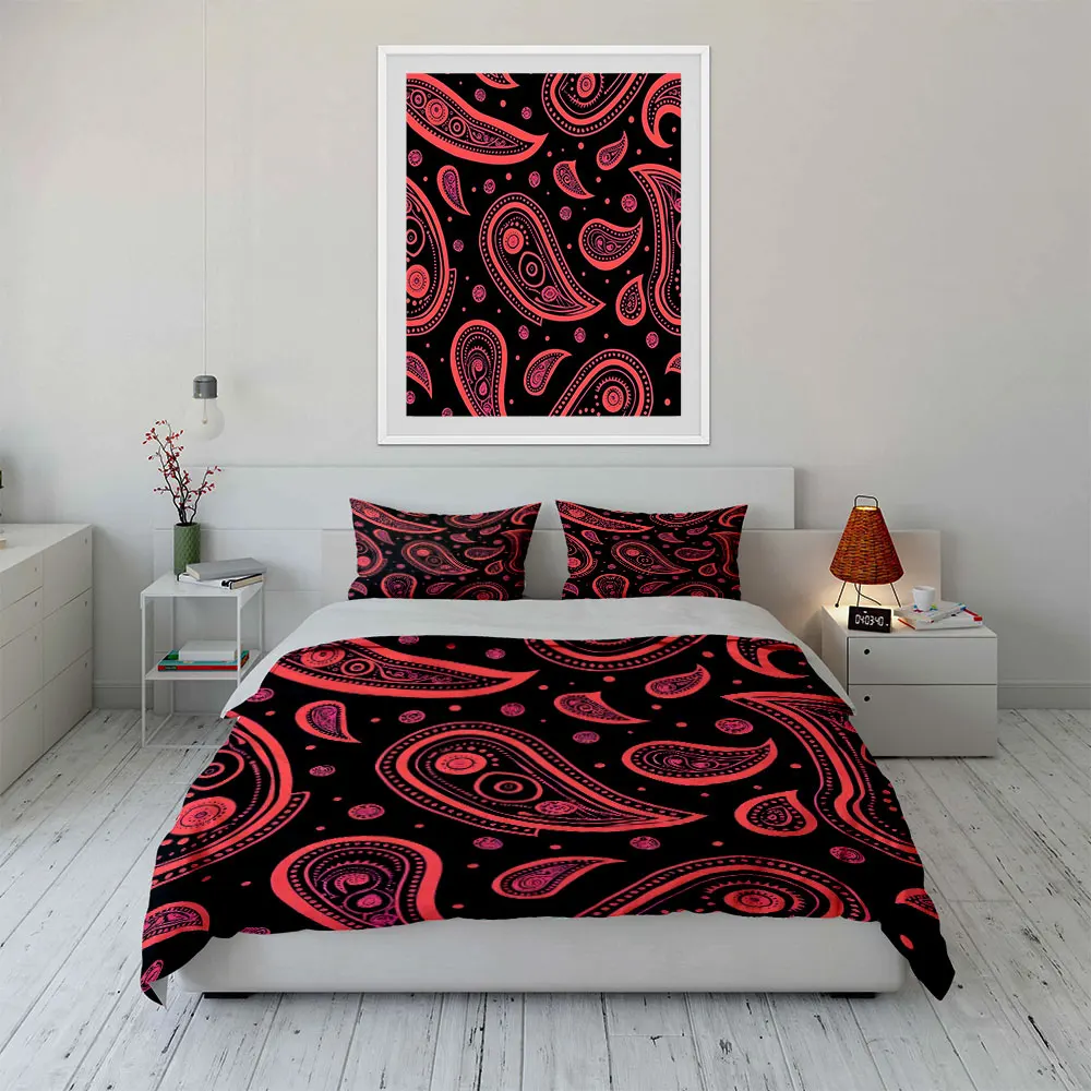

"Bohemian Paisley Three-Piece Set Decor" Bedding Set with 1 Duvet Cover 2 Pillowcases Single Double King Queen, Gift