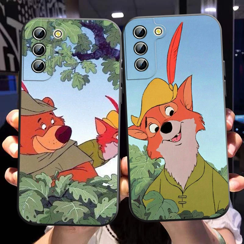 Disney Robin Hood funda de teléfono para Samsung S24, S23, S22, S21, S20 FE, S10, S10e, Ultra Plus Lite, cubierta suave negra