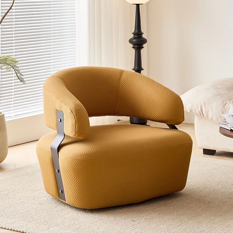 #&S  Luxury Single Sofa Chair Light-Weight Fabric Rotating Swivel 'Lazy Swan' for Home Living Room Balcony Bedroom Leisure Bar~