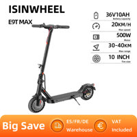 isinwheel E9TMax Adult Electric Scooter 500W Motor 36V 10Ah Battery Electric Scooter 10 Inch Solid Tire City Electric Scooter