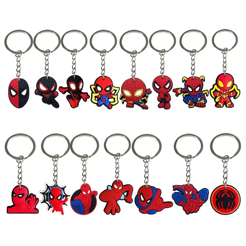 New SpiderMan Keychain Silicone Funny Keyring Bag Pendant Couple Car Keyholder Creative Bag Charm Accessories Gift