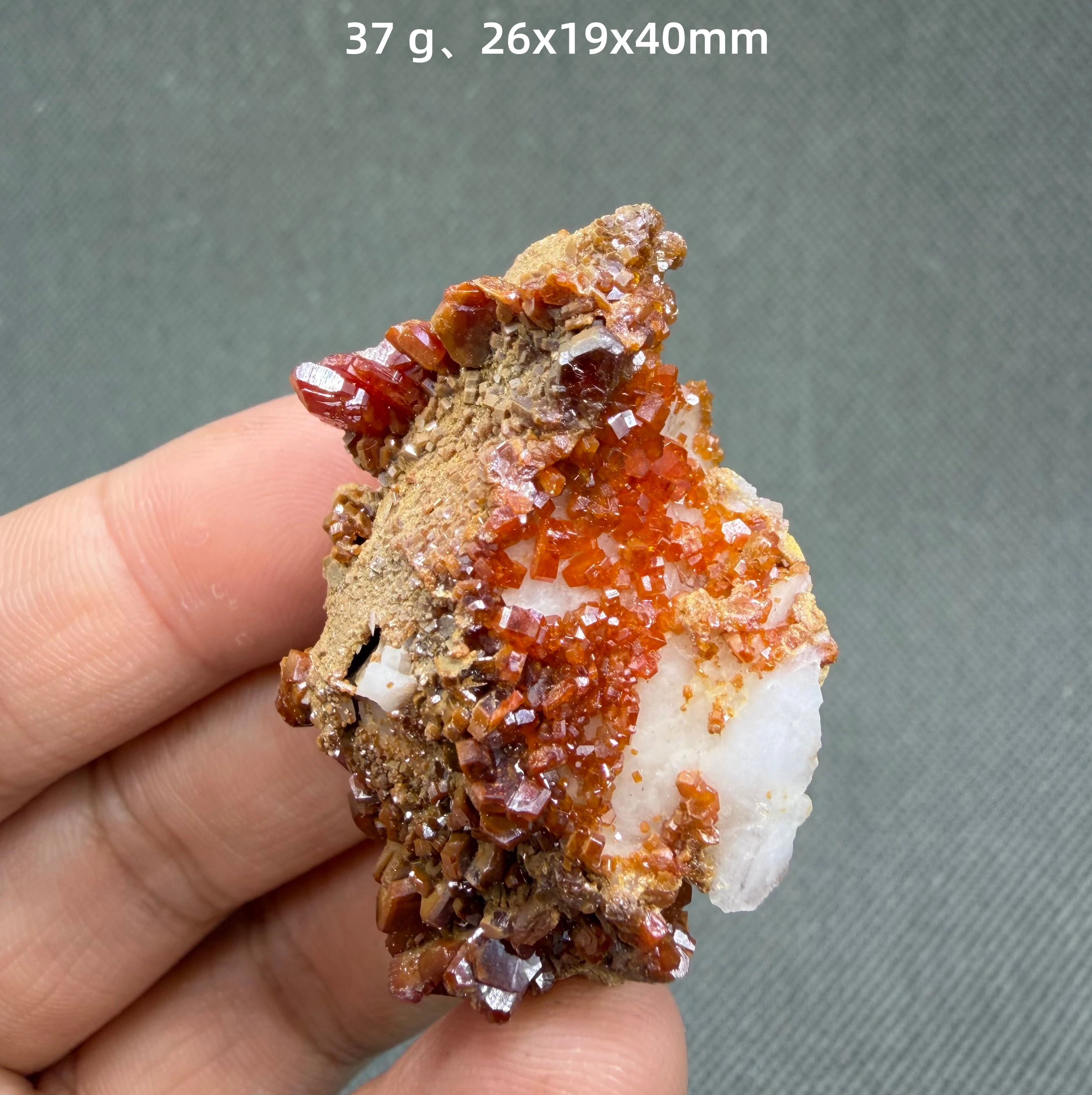 37 g Natural Orange Red Vanadinite Cluster Rare Vanadate Mineral Specimen for Geology Collector Study Gift