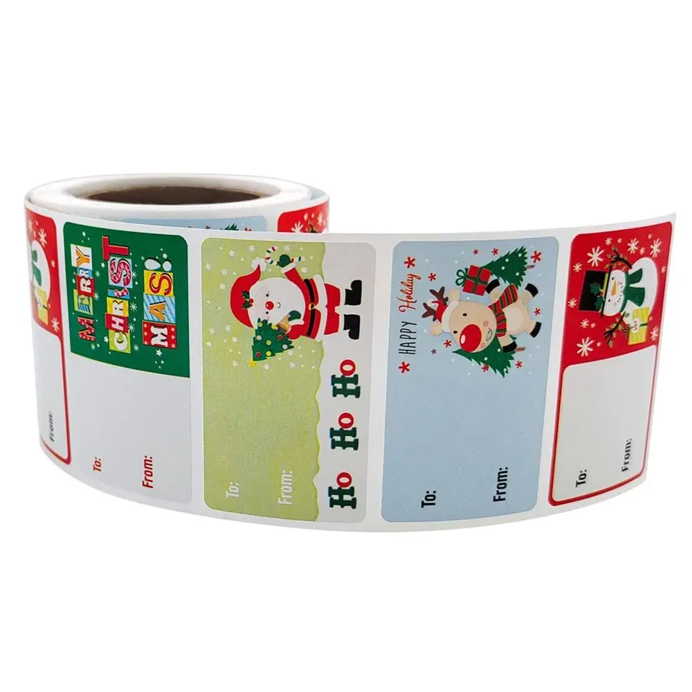 250 Pcs Self Adhesive Christmas Tags Stickers Santa Claus Snowman colorful Christmas Name Labels Stickers Cute Cartoon