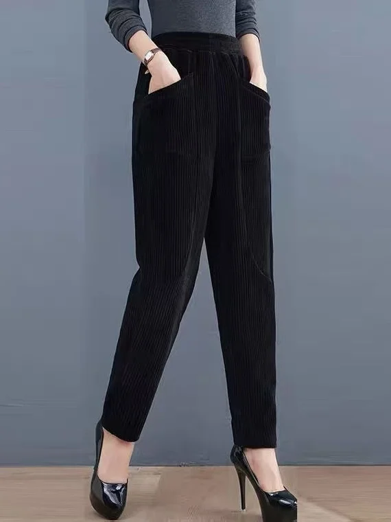 

Женские брюки-харлан с высокой талией, на подкладке, свободного кроя, повседневные, осенне-зимние, теплые, с эффектом похудения