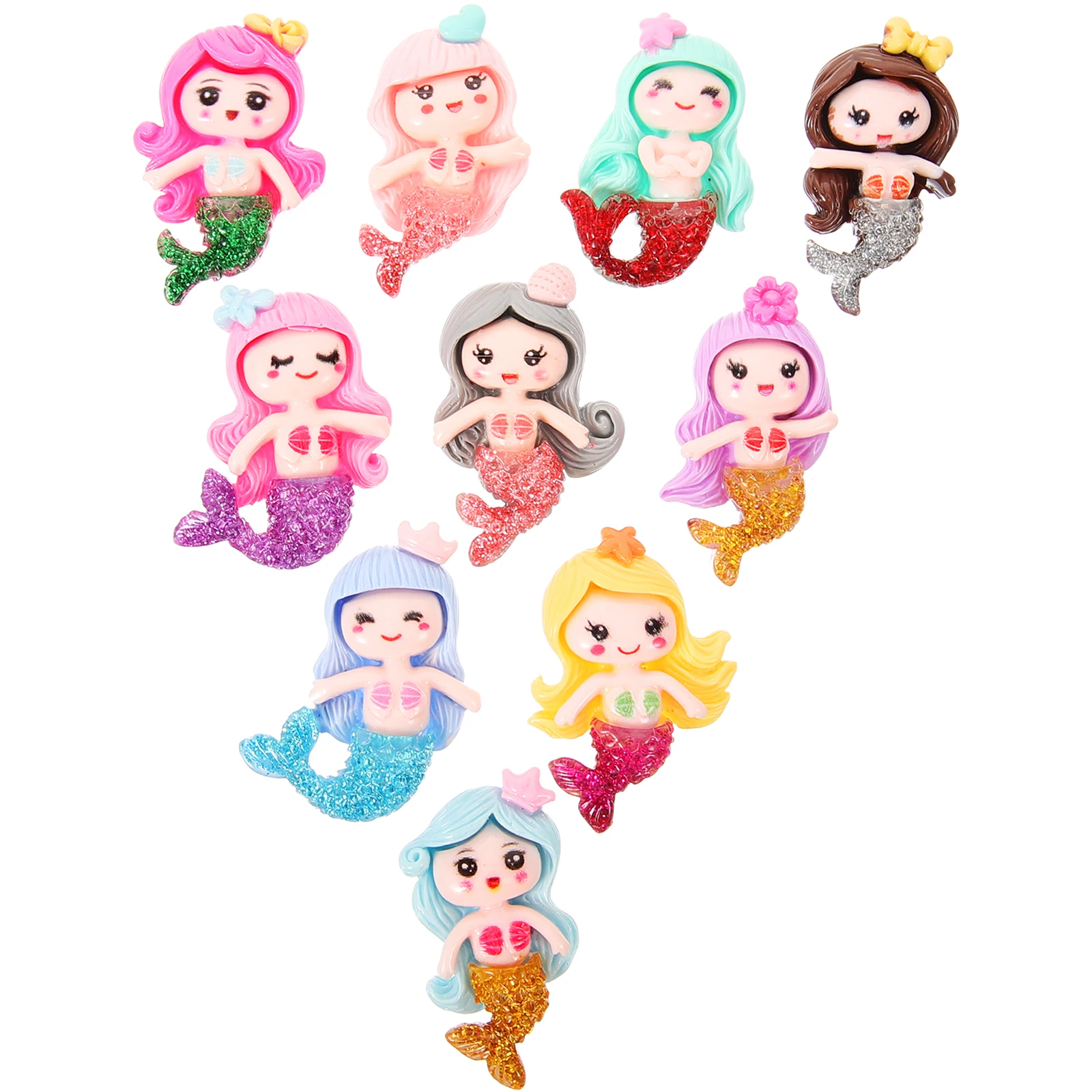

Flat Resin Accessories Girls Hair Diy Flatback Mermaid Decoration Material Package