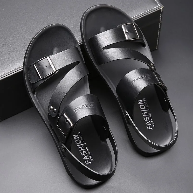 Herensandaal zomermode comfortabele strandschoenen dubbel te dragen instapper zachte zool antislip trendy sandalen-HX2024