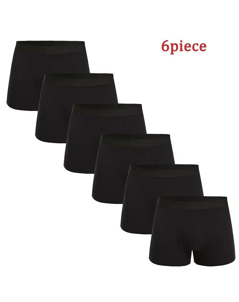 6pcs Pack Black Boxer Shorts Men Underpants Soft Breathable Male Underwear Men Leisure Boxer Briefs 2026 Panties