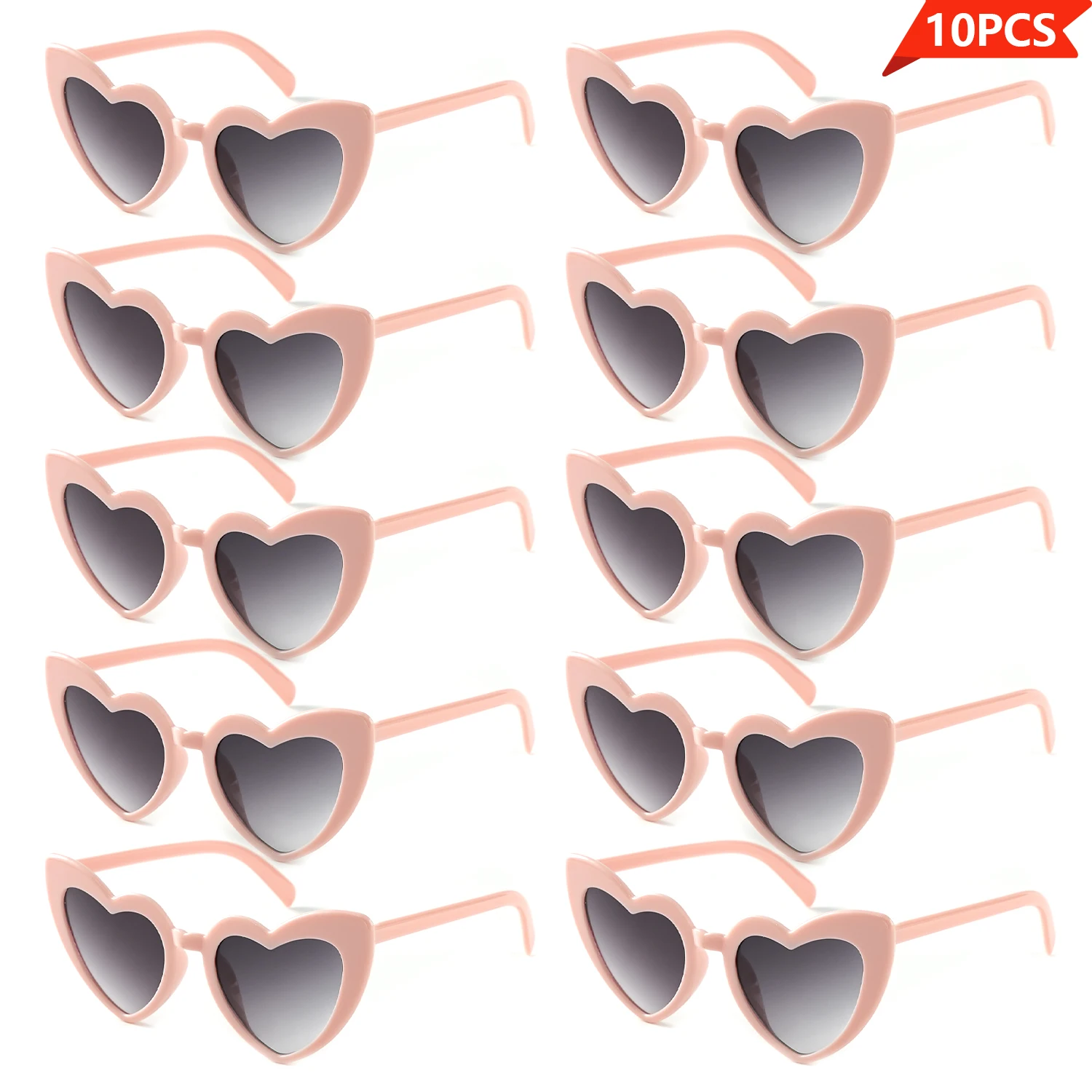 

10pcs Y2K Style Cute Sunglasses, Cat Eye Love Heart Shape Frame Sunglasses, for Party Decors Photography Props