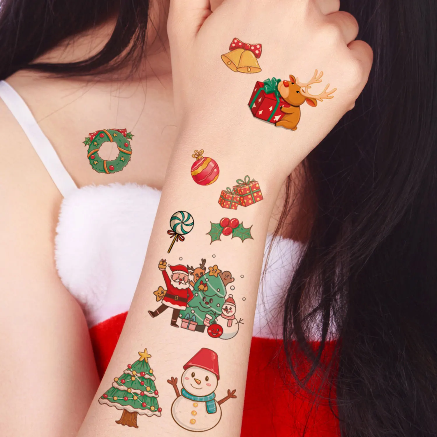 30 ورقة من ملصقات الوشم المؤقت مع أكثر من 300 عن عناصر عيد الميلاد الكرتونية، بما في ذلك سانتا كلوز وأشجار عيد الميلاد ورجل الثلج والهدايا وعناصر زينة عيد الميلاد. مناسبة كهدايا عيد الميلاد #5