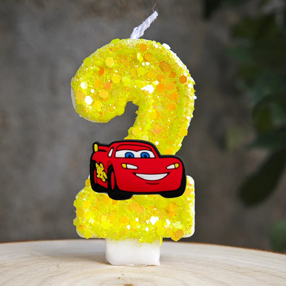 شموع ماكوين أنيمي كعكة ديكور موضوع 0-9 عدد شموع حفلة عيد ميلاد كعكة توبر أطفال استحمام الطفل هدية المورد